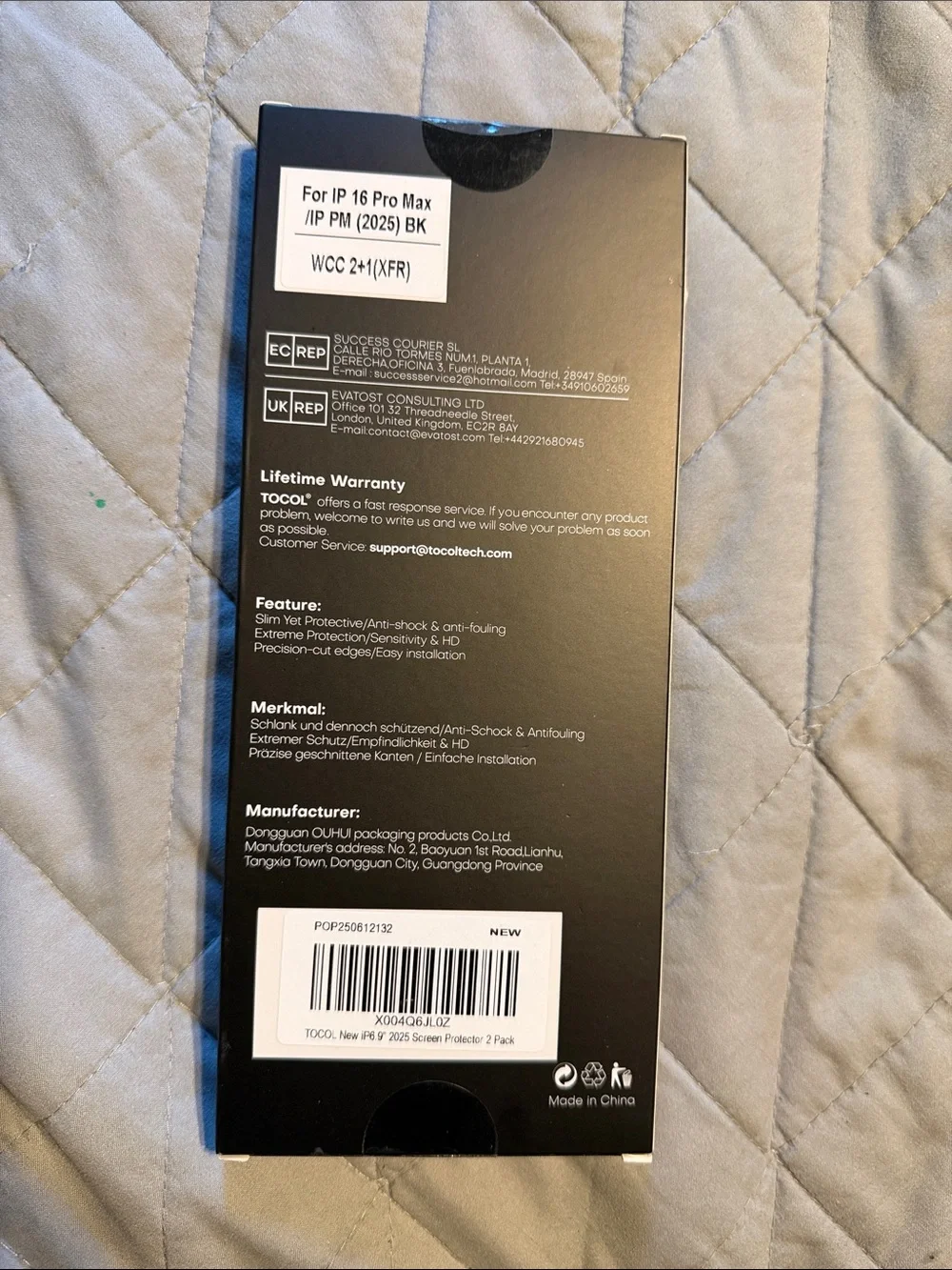 TOCOL iPhone 17 Pro Max/iPhone 16 Pro Max Glass Screen Protector - 2 Come Inside